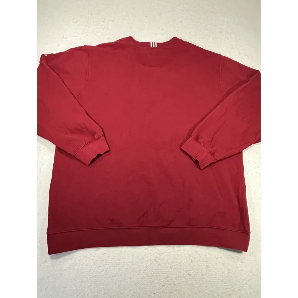 Y2K Adidas Sweatshirt Mens‎ XL Red Crew Neck Logo Fleece Lined Cotton Pullover